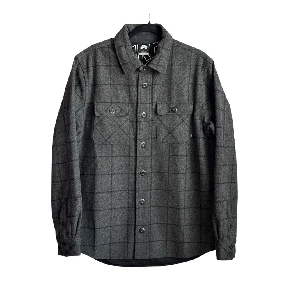 Nike SB Holgate Yarn Dye Wool Blend Men’s Checkered Dark Gray Shacket S Large